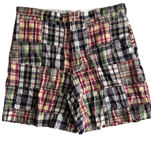 The vermont country store Other - The Vermont Country Store Men's 38 Shorts Plaid Patchwork Madras Cotton Preppy